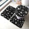 Schwarzer Schädel Katze Mond Gotisches Muster Badezimmermatte Sets 3-teiliges Set Teppiche Memory Foam Matte Set Matches Anti-Rutsch WC Sitzbezug Badematte Deckel Abdeckung