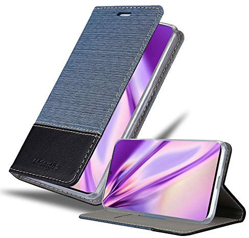Cadorabo Hülle kompatibel mit Samsung Galaxy S20 Ultra aus Jeans und Kunst Leder Flip Klappbare Stoßfeste Magnetische [Standfunktion] [Kartenfächern] Cover Hülle für Galaxy S20 Ultra Tasche in Blau