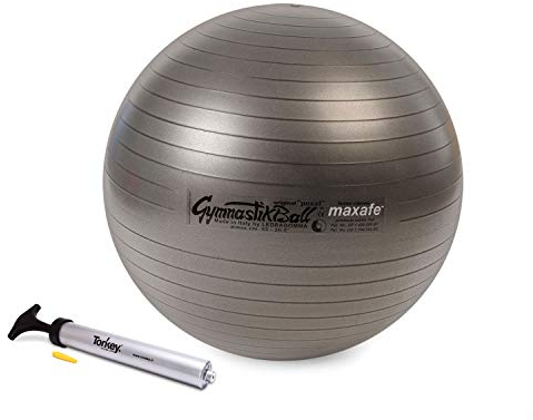 PEZZI - Gymnastikball Original Pezziball MAXAFE 53cm Ø mit Tonkey Handpumpe – Sitzball für Therapie, Sport & Büro - Universeller Trainingsball aus Flexton Silpower® belastbar bis 400 kg – Anthrazit