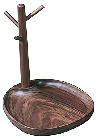 DUNAKE Vide Poche Entree Organisateur,Plateau À Bijoux Bol À Clé,Porte-clés Décoratif en Bois Fait À La Main,Fait À La Main,Plateau De Service pour Thé,Aliments, Décoration De La Maison(Noyer)