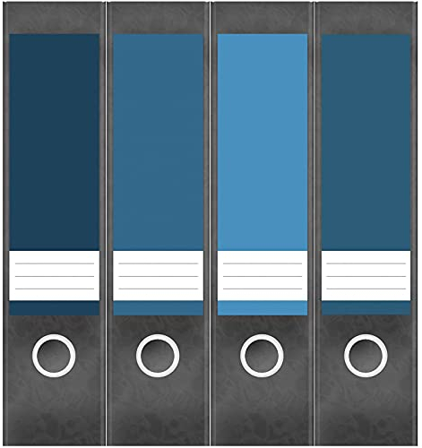 Etiketten für Ordner | Farbmix Blau 3 | 4 breite Aufkleber für Ordnerrücken | Selbstklebende Design Ordneretiketten Rückenschilder