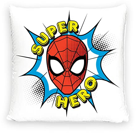 Disney Home Spiderman - Dekokissen mit Füllung und Reißverschluss - 40x40 cm - Wurfkissen mit Füllung, tolles Deko-Kissen für Sofa, Couch, Wohnzimmer und Schlafzimmer - weiches Kuschelkissen