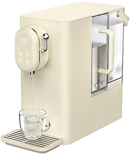 JinKeHong Instant Hot Water Dispenser, Single Touch Instant Hot Water Maker with Plastic Removable Tank, 7-Stage Temperature Adjustment, High Temp Safety Lock for Home Office, Milk Tea Color, White