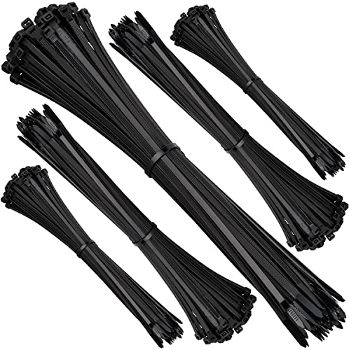 ISOLATECH Colliers de serrage noirs résistants aux UV grands petits longs plats Set 500 pcs. 100 pcs 150mm x 36mm 200mm x 36mm 250mm x 48mm 300mm x 48mm 370mm x 48mm