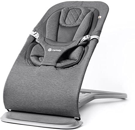 Ergobaby 3-in-1 Evolve Bouncer, Ergonomic Baby Bouncer for Newborns from Birth to Toddler, Baby Swing with Newborn Insert (2.5 kg - 13.2 kg), Charcoal Grey