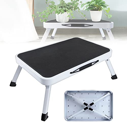 Klapptritt Klapphocker 1 Stufen Metall Tritthocker Trittleiter Stehleiter Klappbar Camping Hocker Faltbar Fussbank Haushaltsstufe Bad Stufe Leiter bis 150 kg max Belastung