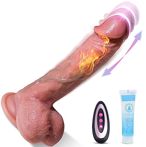 Consolador de Empuje Realista, Analdildo Juguete Sexual con 10 Vibraciones 10 Empujes y Rotación, Potente Ventosa Vibrador para su Estimulador de Punto G con Control Remoto Juguetes eróticos Flesh