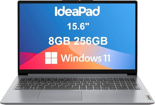 Lenovo IdeaPad 1 Ordinateur portable domestique et professionnel de 15,6 po (AMD Athlon 3050U, 8 Go de RAM, 256 Go SSD) anti-reflet, webcam, Wi-Fi 6, HDMI, Type-C, batterie longue de 10 heures, câble