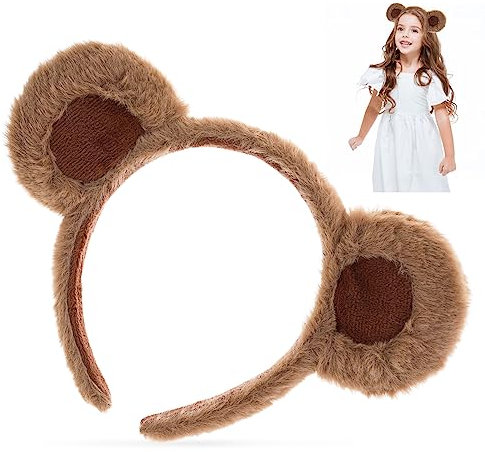 WLLHYF Bärenohren Stirnband Kinder Niedliche Party Kopfbedeckung Haarschmuck Gesicht Waschen Spa Elastisches Hautpflege Haarband für Erwachsene Plüsch Gefüllte Tierohren Haarreifen Niedlichen Braun