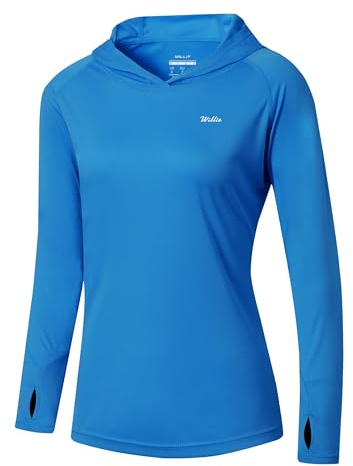 WILLIT Damen Laufshirt UPF 50+ Sonnenschutz Hoodie Sportshirt UV Shirt Langarm Wandern Angeln Outdoor Shirt Schnelltrocknend Leichter Hoodie