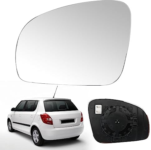 Spiegelglas Ersatz für Skoda fabia 2007-2014/Roomster 2007-2015, Außenspiegel Glas Asphärisch, Außenspiegel Verstellbar Geeignet, Umkehrlinse Rückfahrglas Spiegel (Links)