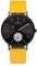 UMR RUHLA Armbanduhr, Quarz, analog, Lederarmband, Edelstahlgehäuse, wasserdicht bis 3 bar, Farbe:Gelb