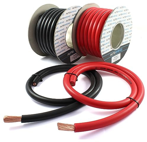 Autowiring - Cavo in PVC per batteria, avviatore, inverter, saldatura, 485 A, 70 mm², 2/0 AWG, flessibile, 1 m, colore: rosso