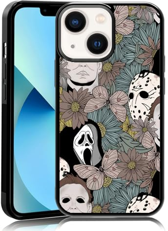 MMYAJT Horror Flowers Scary Phone Case Fit for iPhone 13 Mini, TPU iPhone Case Shockproof Ghostface Fashion Design Phone Cover Gift for Boy Girl Men Women