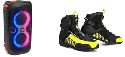 JBL PartyBox 110 in Schwarz – Trag- und rollbarer Bluetooth Party-Lautsprecher mit Lichteffekten – Spritzwassergeschützte & Shima Edge Vented, Motorradschuhe für Männer