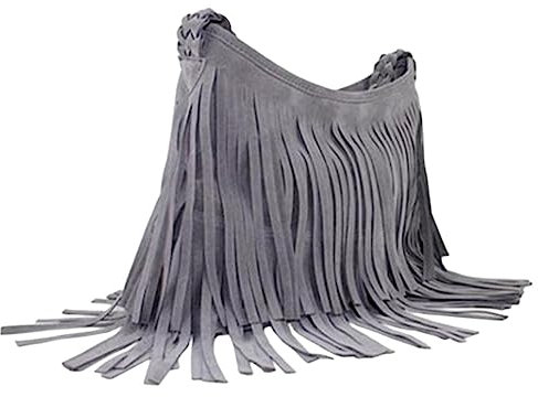 DEARMAMY Umhängetasche mit Fransen: schwarze Fransen-Handtasche, Umhängetasche, Handtasche für Damen, Sommer, GRAU, 34x29cm