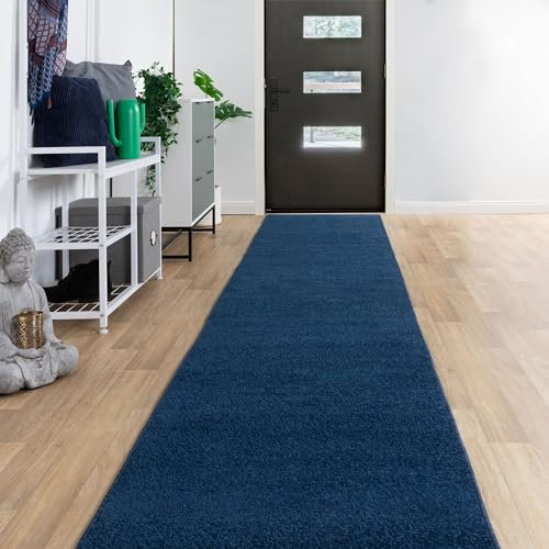 Steffensmeier Läufer Galerie Ibiza| Kurzflor Teppich| Flur| Diele| Größe: 80x300 cm| Blau