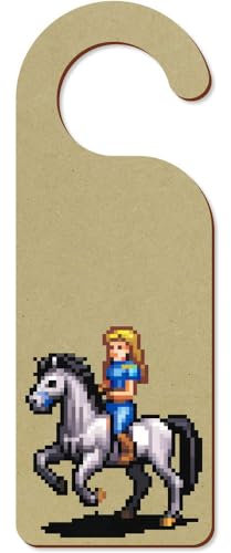 'Pixel Art Mädchen reitet Pferd' 200mm x 72mm Türhänger (DH00038791)