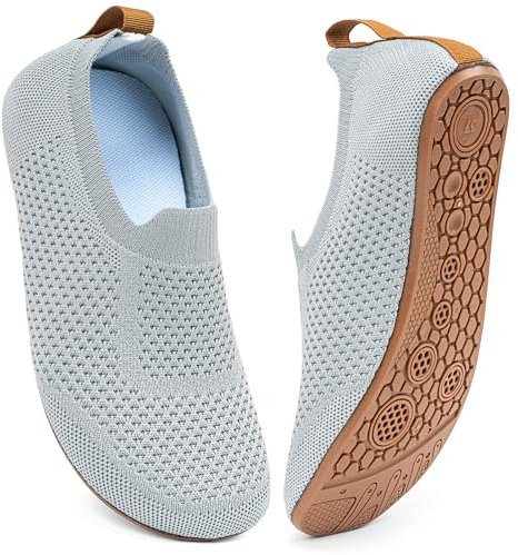 KOWAYI Pantoufles pour homme - Chaussures pieds nus - Unisexe - Respirantes - Légères - Tricot d'intérieur, Cs1324 Gris clair, 39 2/3 EU