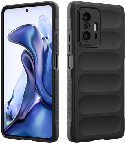 Custodia Compatibile con Xiaomi 11T / 11T Pro, Silicone Custodia per Tutto il Corpo, Copertura Antiurto con Fotocamera Protettivo, Cover Morbida al Tatto con Fodera in Microfibra - Nero