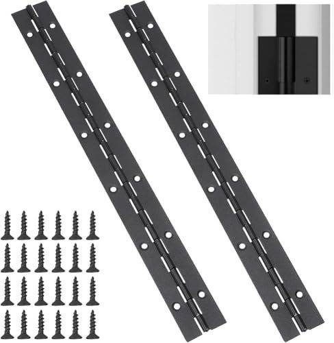 Piano Band 30 cm, Pack of 2 Piano Band Stainless Steel Piano Band Hinge Piano Hinge with 24 Screws, Stainless Steel Hinge Piano Band Rod Hinge for Piano Cabinet Door (Black)