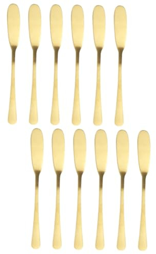 Amosfun 12 Stück 304 Buttermesser Aus Edelstahl Butterstreuer Marmeladenverteiler Creme Kuchenschaber Sahnemesser Butterstreicher Aus Edelstahl Golden