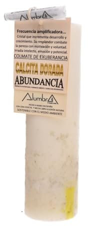 Handgefertigte Kerze mit goldenem Calcit, Fülle für Meditation, Entspannung und positive Energie, ideal für die Schaffung einer ruhigen Atmosphäre und um Wohlstand anzuziehen, handgefertigt, langlebig