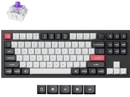 Keychron Q3 HE QMK Wireless Custom Mechanical Keyboard with Knob, US ANSI Bluetooth Wired 80% Layout Hot-Swappable Programmable RGB Backlit Gateron Magnetic Switches for Mac Windows, Carbon Black