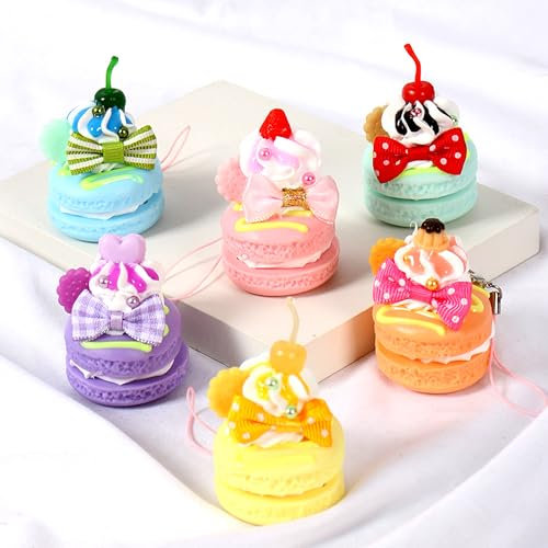 XCSJ 6 Stück Realistische Künstliche Macaron Deko Macarons Bunt Für Zuhause, Küche, Geschäft, Display, Fotografie Requisiten, Schlüsselanhänger Ornament Geburtstagsgeschenk (Mehrfarbig)