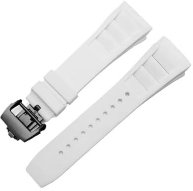 Svincoter 25-20 mm Gummi-Armband, passend for Richard Mille RM011-Serie, Schraubarmband for Herrenuhren(White-black)