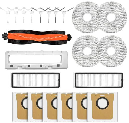 Accesorios para Xiaomi X20+ Robot Aspirador. 1 cepillo principal, 2 filtros HEPA 4 fregonas, 6 bolsas de polvo, 8 cepillos laterales, 1 tapa de cepillo principal