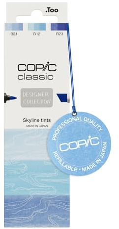 Copic Classic Deisgner Collection, Set of 3 Coloured Marker Pens, Skyline Tints, Art & Crafts, Colouring, Graphics, Highlighter, Design, Anime, Professional & Beginners, Art Supplies