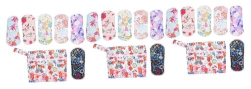 Healeved 3 Ensembles serviette hygiénique vêtements réutilisable serviettes hygiéniques lingettes wc menstruel féminin menstruel lavable à la maison charbon de bambou