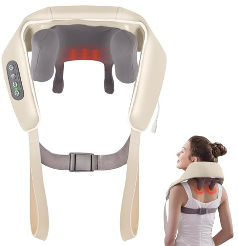 Zumghigh Nackenmassagegerät mit Typ-C-Aufladung und tragbarem Design, 6D-Schultermassagegerät zur Linderung von Nacken- und Schulterschmerzen, mit Wärme für Zuhause, Auto, Büro
