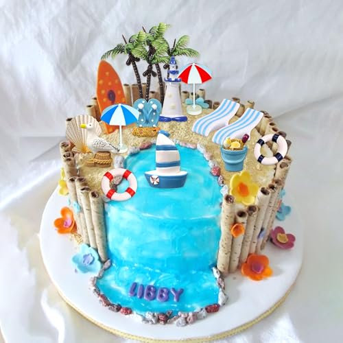 Surfboard Summer Beach Surf Birthday Cake Decoration Topper for Swimming Beach Party Moana Birthday Baby Shower Party Supplies