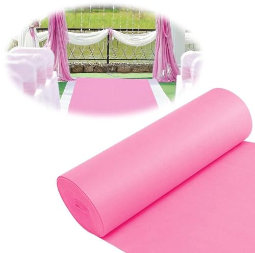 SXEVZOO 1 Rolle Teppich Läufer, Hochzeit Lang Laufsteg-Teppichläufer Polyester - Dicke 2mm, Für Feier, Messe, VIP Premium Event(Pink,1x50m)