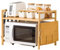 Pianto di forno a microonde 22x14x16, 5 pollici a doppio strato supporto microonde in bambù con slot tagliente e 4 ganci per rack del forno da banco da cucina