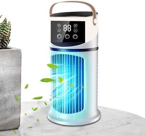 Renchey Aire Acondicionado Para Escritorio, Ventilador Climatizador Para Enfriar Habitaciones, Purificador Con Luz LED Y Ventilador De 9 Velocidades Para Estudiar, Dormir, Reuniones Y Lectura