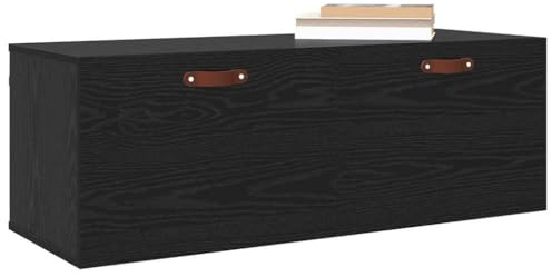 vidaXL Wall-Mounted Cabinet Wall-mounted Black Oak 100 x 36.5 x 35 cm, Office Wall Cabinet, Modern Space-Saving Storage Unit, Durable Engineered Wood, Practical Organization Solutions, Sleek Design