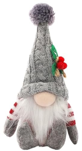 KUKUShining Weihnachtswichtel Plüschtier, Weiche Stofftierpuppe Mit Langen Bärten Süße Plüschtiere for Mädchen Und Jungen Geschenk(Gray)