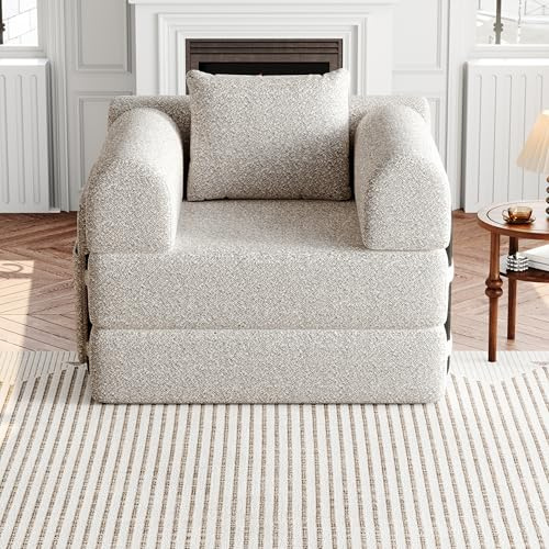 Ligterra Modulares Sofa, Schlafsofa mit Schlaffunktion, Cloud Sofa, Boneless Couch mit Staufach der Armlehne und Mehreren, Verschiedene DIY-Kombinationen, für Wohnzimmer (Khaki)