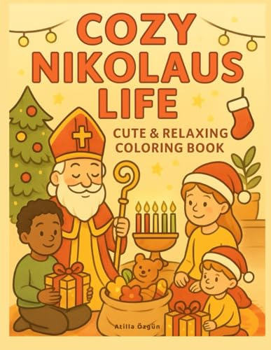 Cozy Nikolaus Life - Cute & Relaxing Coloring Book: Ausmalbuch für Erwachsene und Kinder: Süße Ausmalbilder Winter Feiertage Weihnachten Santa Claus ... Geschenk zum Ausmalen für die Weihnachtszeit