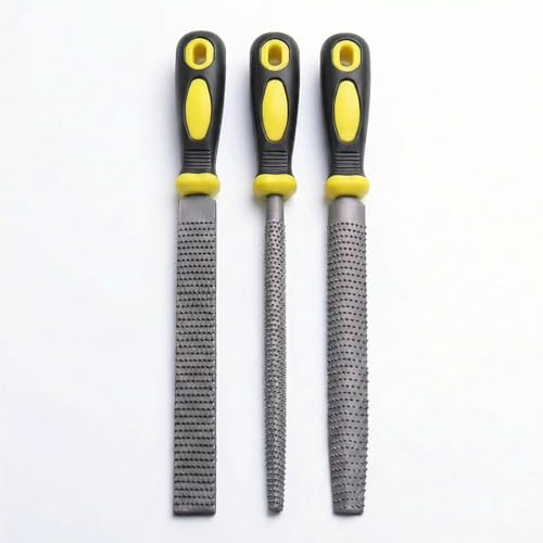 3-Piece 8 Wood Rasp File Set - Flat, Round & Half-Round Rasps, Premium High Carbon Steel Hand Tools with Ergonomic Handle, for Woodworking, Carving, Shaping and DIY