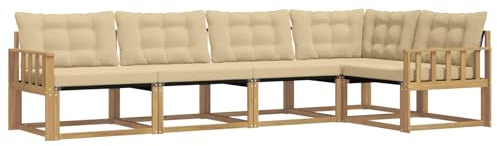 vidaXL Outdoor-Sofagarnitur mit Kissen 5 pcs Weiß und Beige, Moderne Gartenmöbel, Sofa-Kollektion und robuste Terrassenbestuhlung, gemütliche Lounge-Einheit