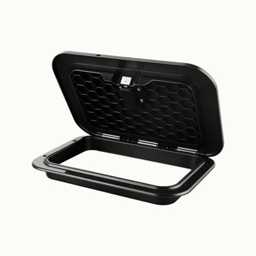 SRNSAEB Bootsluke Rechteckige Inspektionsluke & Staufachdeckel Für Boote – UV-beständige Abdeckung (Schwarz/Weiß) – Einfach Zu Installierende Decksluke(Black,37x37.5cm (14 4/5) x(14 4/5))