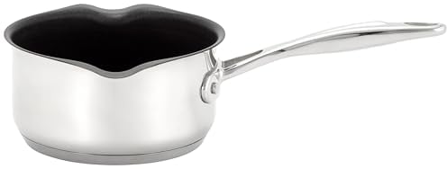 Stellar Profile Stainless Steel Non-Stick Milk Pan, 2 Pouring Lips, Induction, Oven Safe, Dishwasher Safe, 800ml/14cm - 10 Year Non-Stick Warranty