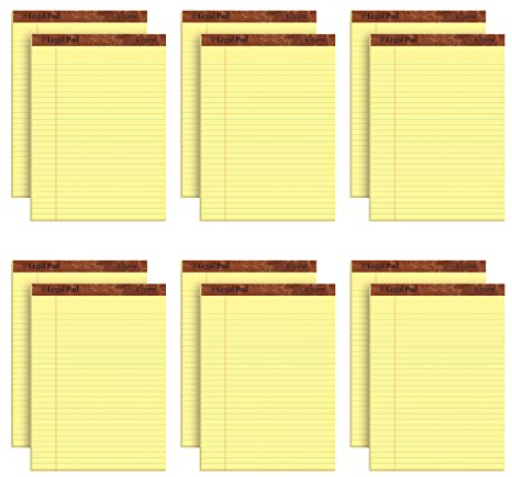 TOPS The Legal Pad Schreibblöcke, 21,6 x 29,5 cm, Kanarienvögelpapier, Rechtsregeln, 50 Blatt, 12 Stück (7532)