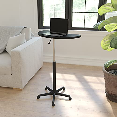 Flash Furniture Computer-Schreibtisch, Stehpult mit schwarz laminierter Tischplatte, tragbarer Bürotisch mit höhenverstellbarem Gestell und Rollen