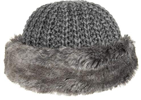 Gebeana Taria Strickmütze Umschlagmütze Fellmütze (One Size - grau)
