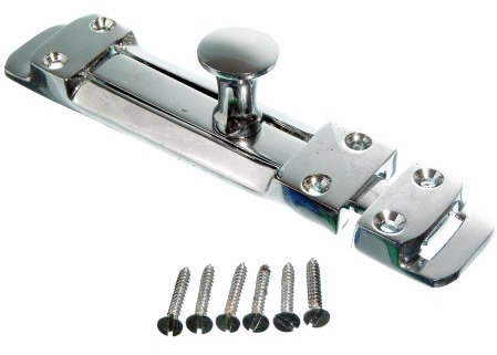 Tower Bolt Door Security Lock Polished Chrome 100MM 4 INCH + Screws Pack of 1